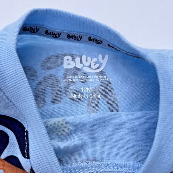 Bluey Bingo Two Piece Set Short Sleeve Shirt and Shorts Clear Sky Size 12M NWT - Picture 4 of 8